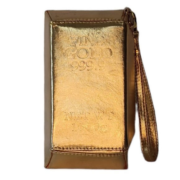 Gold Bar Purse Wristlet Clutch with Red Interior - Picture 10 of 12